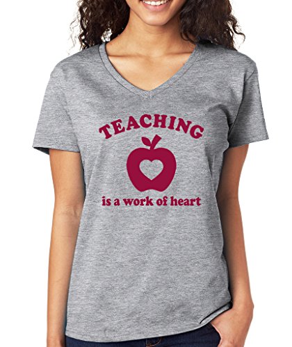 SignatureTshirts Teaching is A Work of Heart Lady Vneck Tshirt Tee