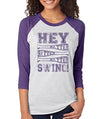 SignatureTshirts Woman's Hey Batter Batter Batter Swing! 3/4 Sleeve Cute Sports Baseball T-Shirt