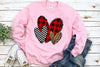 3 Doodle Heart Valentines Sweatshirt, Leopard Heart Shirt, Leopard Print, Cute Heart Valentines shirt, Buffalo Plaid heart Sweater
