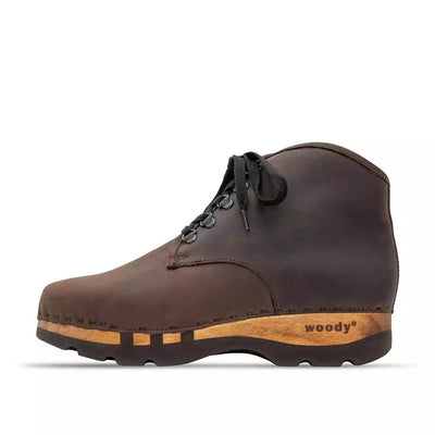 adam - clogs herren ankle boot stiefel gefüttert. winterstiefelette herren clogs, gefütterte holzclogs. woody holzschuhe gefüttert. winter schuhe holzclog, holzschuhe, woody schuhe, holz schuhe, holzclogs fell kaufen, farbe: caffe (dunkelbraun)