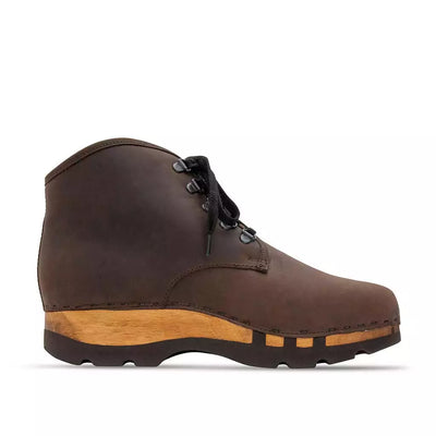 adam - clogs herren ankle boot stiefel gefüttert. winterstiefelette herren clogs, gefütterte holzclogs. woody holzschuhe gefüttert. winter schuhe holzclog, holzschuhe, woody schuhe, holz schuhe, holzclogs fell kaufen, farbe: caffe (dunkelbraun)