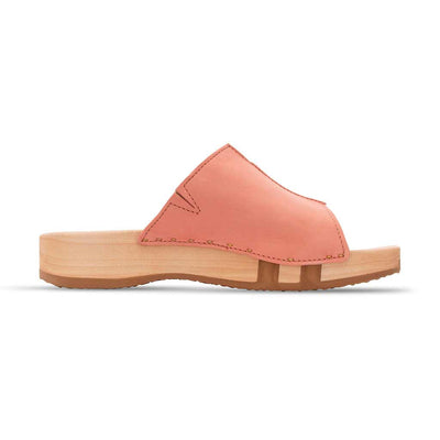 anja-farbe: coral_clogs pantoletten damen mit biegsamer nachhaltiger weidenholzsohle, holzclogs woody, woody schuhe, woody shoes, handgemachte holzschuhe aus österreich, kärnten