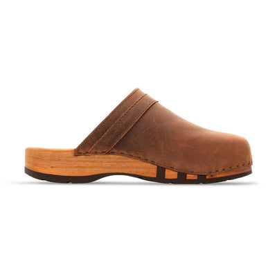 harry, clogs herren mit biegsamer nachhaltiger holzsohle, farbe: tabacco-braun, holzclogs woody, woody schuhe, woody shoes, handgemachte holzschuhe aus österreich, kärnten