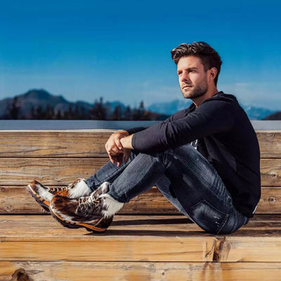 pascal fell, clog fellstiefel Herren mit biegsamer nachhaltiger holzsohle, farbe: fell natur, holzclogs woody, woody schuhe, woody shoes, handgemachte holzschuhe aus österreich, kärnten