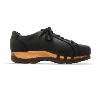 jack, clog sneakers für herren mit biegsamer nachhaltiger holzsohle, farbe: nero-schwar (nappa-glattleder), holzclogs woody, woody schuhe, woody shoes, handgemachte holzschuhe aus österreich, kärnten