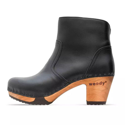 clogs damen tanja woody holzschuhe. tanya ankle boots gefüttert, damenstiefel, stiefel, damenclogs mit flexibler, biegsamer holzsohle. holzclogs, clogs damen knöchel stiefel, damen clogs mit fussbett. ankleboots holz schuhe, holzclog, holzschuhe kaufen, Farbe: tresor nero (schwarz) 