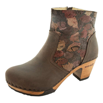 clogs damen tanja woody holzschuhe. tanya ankle boots gefüttert, damenstiefel, stiefel, damenclogs mit flexibler, biegsamer holzsohle. holzclogs, clogs damen knöchel stiefel, damen clogs mit fussbett. ankleboots holz schuhe, holzclog, farbe: caffe-october testa