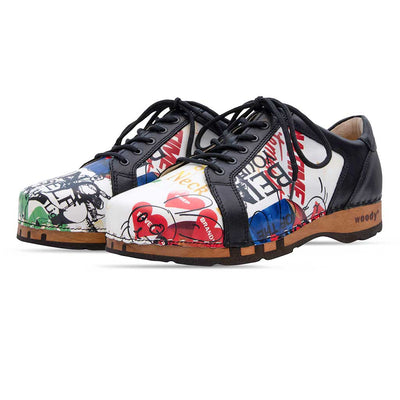 wayne, sneakers clogs herren mit biegsamer nachhaltiger holzsohle, der bestseller, farbe: weiss-shotime (multicolor-westwood), holzclogs woody, woody schuhe, woody shoes, handgemachte holzschuhe aus österreich, kärnten