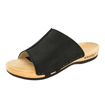 anja-farbe: nero alias schwarz_clogs pantoletten damen mit biegsamer nachhaltiger weidenholzsohle, holzclogs woody, woody schuhe, woody shoes, handgemachte holzschuhe aus österreich, kärnten