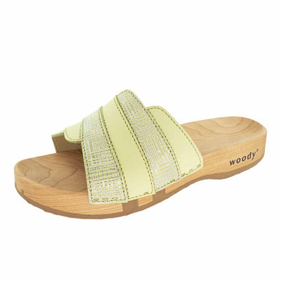 modell-jenny-farbe: mixer-verde acido_clogs pantoletten damen mit biegsamer nachhaltiger weidenholzsohle, holzclogs woody, woody schuhe, woody shoes, handgemachte holzschuhe aus österreich, kärnten