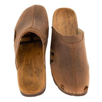 lissabon, arbeits-clogs unisex und biegsamer nachhaltiger holzsohle, farbe: tabacco-braun, holzclogs woody, woody schuhe, woody shoes, handgemachte holzschuhe aus österreich, innenseite. Damenclogs, Herrenclogs, Holzclogs kaufen. Clogs online bestellen