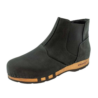 Louis Herrenclogs, Herrenclog von woody Schuhe. Clogs mit biegsamer Holzsohle und holzfußbett. Herrenclogs, Holzclogs kaufen. Clogs online bestellen