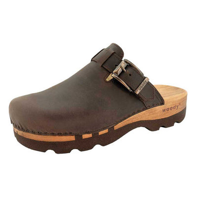 lukas, clogs herren mit biegsamer nachhaltiger holzsohle, der bestseller, farbe: caffe-braun, holzclogs woody, woody schuhe, woody shoes, handgemachte holzschuhe aus österreich, kärnten