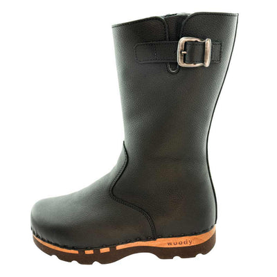 mario-herren clog stiefel woody-farbe: nero (schwarz), winterschuhe, wollfutter