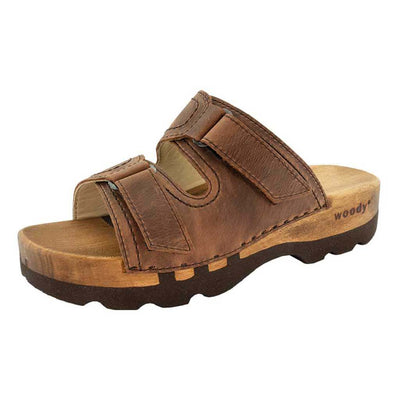 roman, pantoletten clogs herren mit biegsamer nachhaltiger holzsohle, der bestseller, farbe: tabacco-braun, holzclogs woody, woody schuhe, woody shoes, handgemachte holzschuhe aus österreich, kärnten