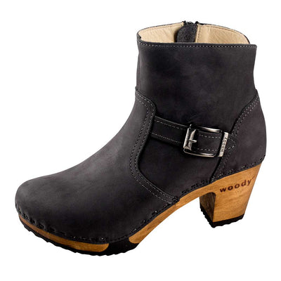 Stiefelette Damen Tina woody Schuhe. Damen Stiefelette mit Absatz. Clog mit Kalbslederfutter als Damenstiefel. Damenclogs, Damen Clogs - Clogs Damen. Holzschuhe für Damen, Damen Clogs, Holzclogs, Damen Pantoletten mit Holzsohle.