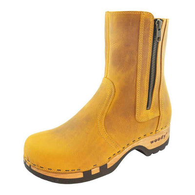 Veronika-Damen-Clog-Stiefelette-woody-farbe: ocra-gelb, ganzjahres, kalbslederfutter