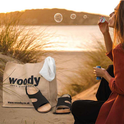 woody bag-jüte tasche am strand