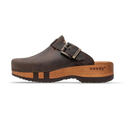 leon, clogs herren mit biegsamer nachhaltiger holzsohle, farbe: caffe-braun, holzclogs woody, woody schuhe, woody shoes, handgemachte holzschuhe aus österreich, kärnten