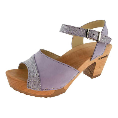 yara, sandaletten clogs damen mit biegsamer nachhaltiger holzsohle, der bestseller, holzclogs woody, woody schuhe, woody shoes, handgemachte holzschuhe aus österreich, kärnten, farbe: mixer-glicine (lila)