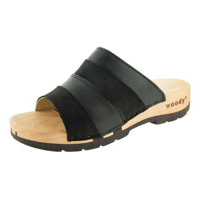 yvonne-farbe: nero-schwarz_clogs pantoletten damen mit biegsamer nachhaltiger weidenholzsohle, holzclogs woody, woody schuhe, woody shoes, handgemachte holzschuhe aus österreich, kärnten