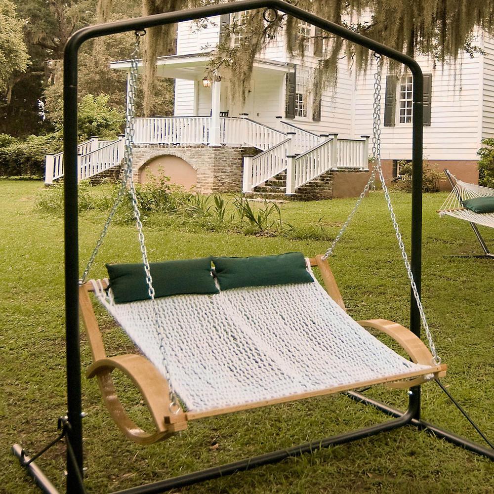 Curved Arm Double Soft Spun Polyester Rope Swing Pawleys Island