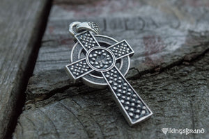 Celtic Vikings Cross with Ornament Pendant Sterling Silver Jewelry