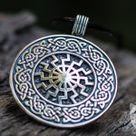 Ornamental Black Sun 925 Sterling Silver Pendant - VikingsBrand