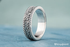 Vikings Ring with Ornament Sterling Silver Handcrafted Viking Jewelry