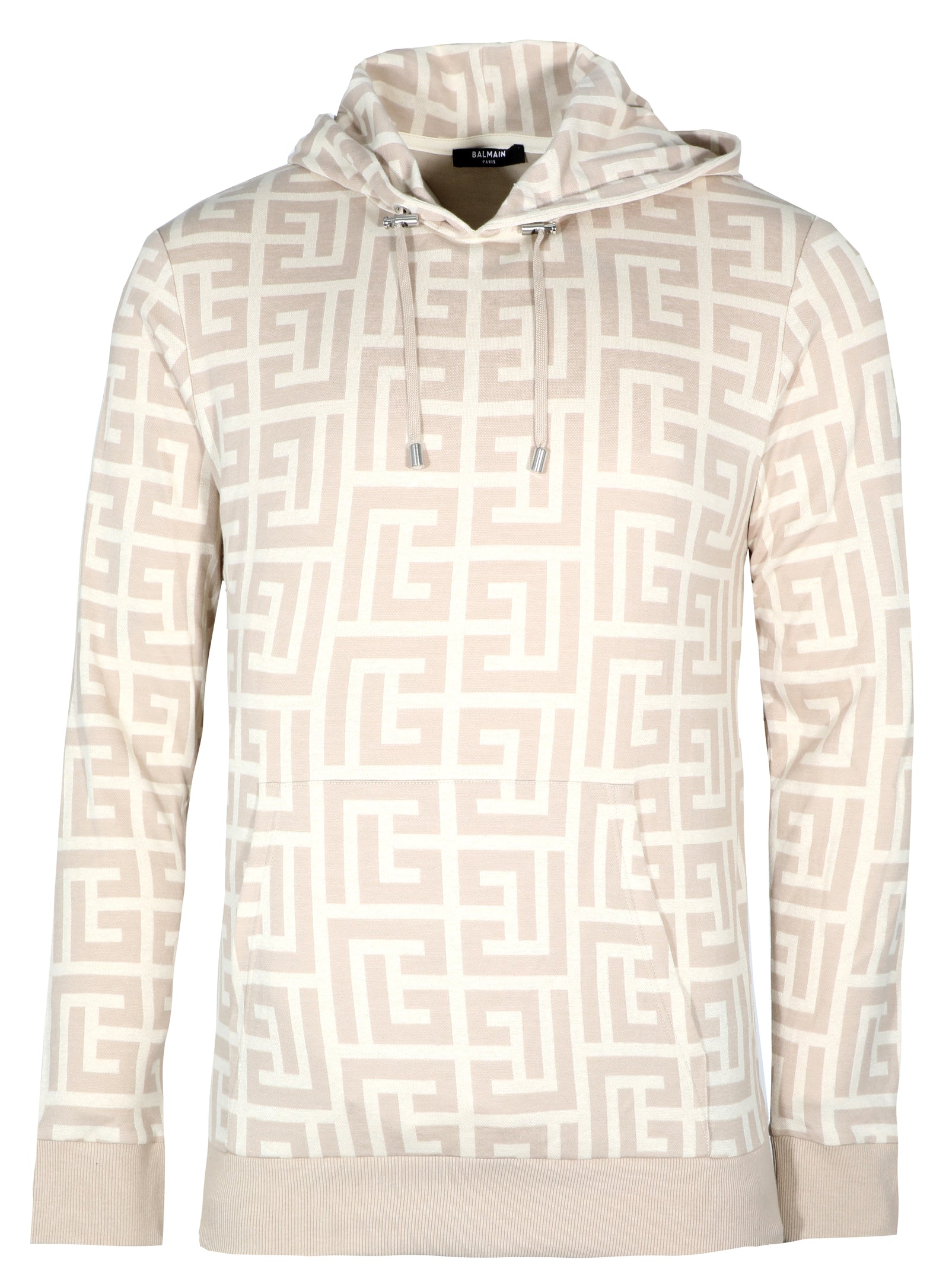 Balmain Men's Maxi Monogram Wool-linen Hoodie In Multicolor