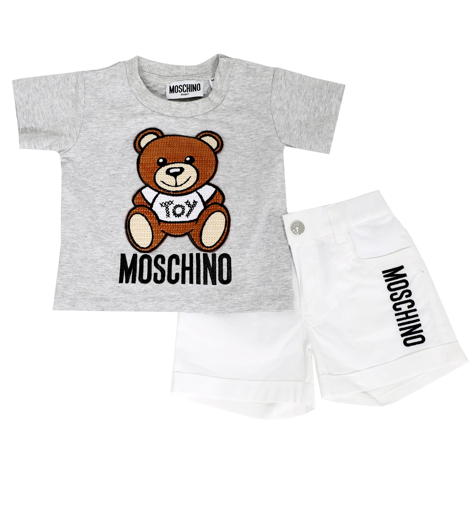 BABY BOY SS TEE AND SHORTS SET WITH TEXT LOGO-BLACK 