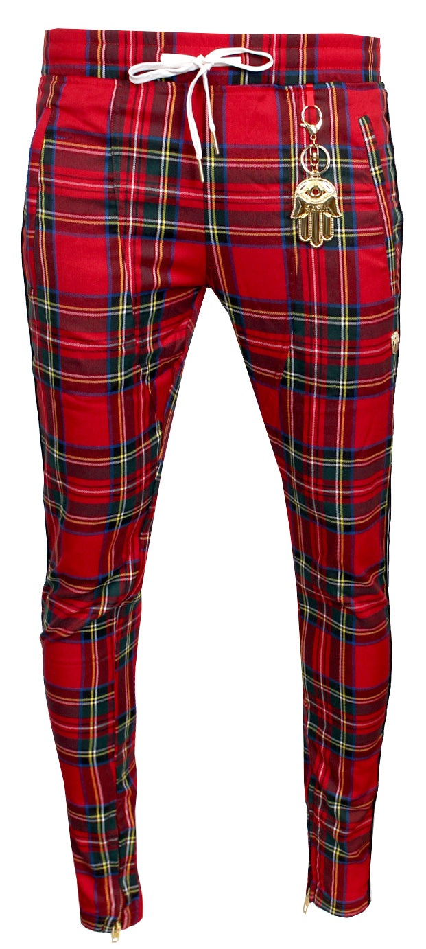 plaid track pants mens