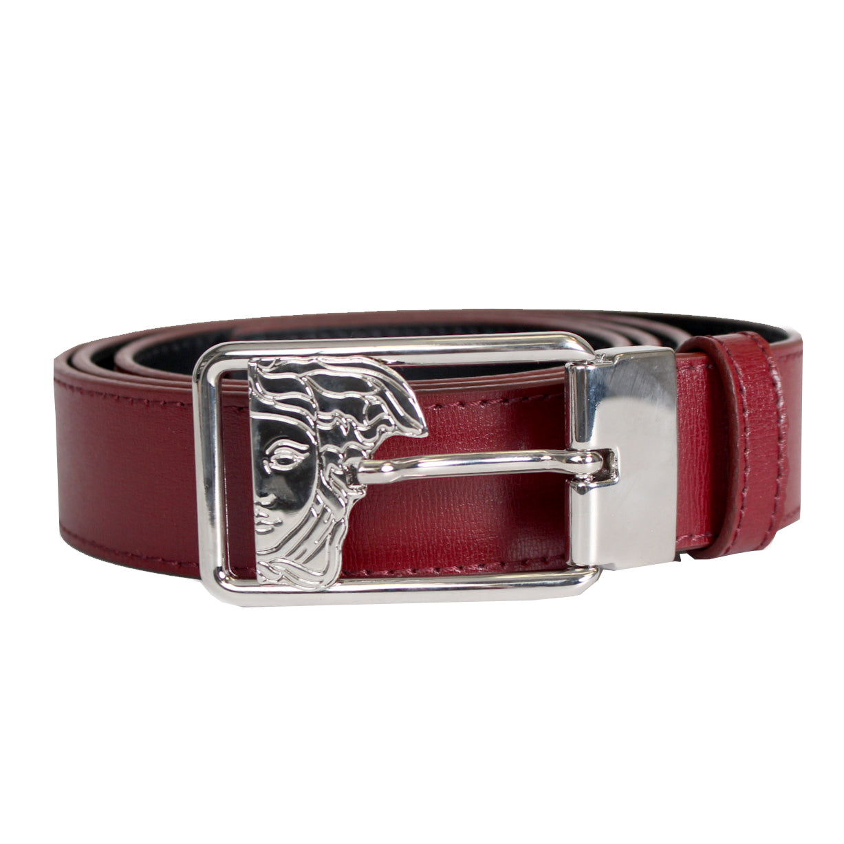 burgundy versace belt