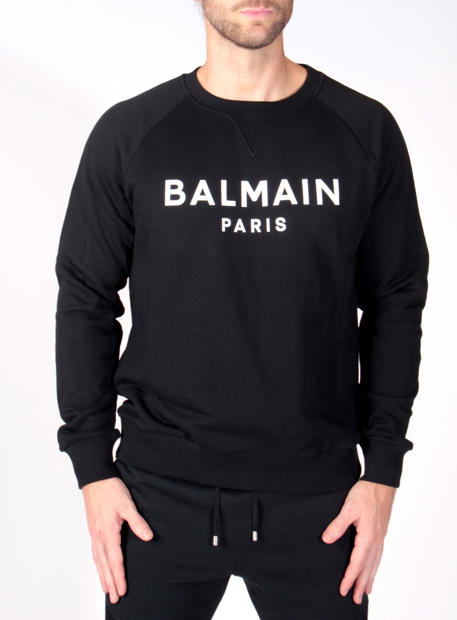 BALMAIN PRINTED HOODIE - NOIR/BLANC - PureAtlanta.com