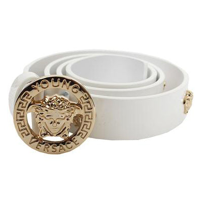 Versace Girls Gold Leather Belt with Logo Buckle – Petit New York