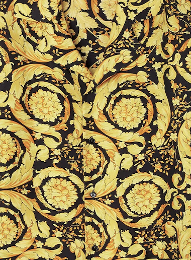 vervaldatum auteursrechten Kolonel Versace Silk Button Down W/ Baroque Print - Black & Gold - PureAtlanta.com
