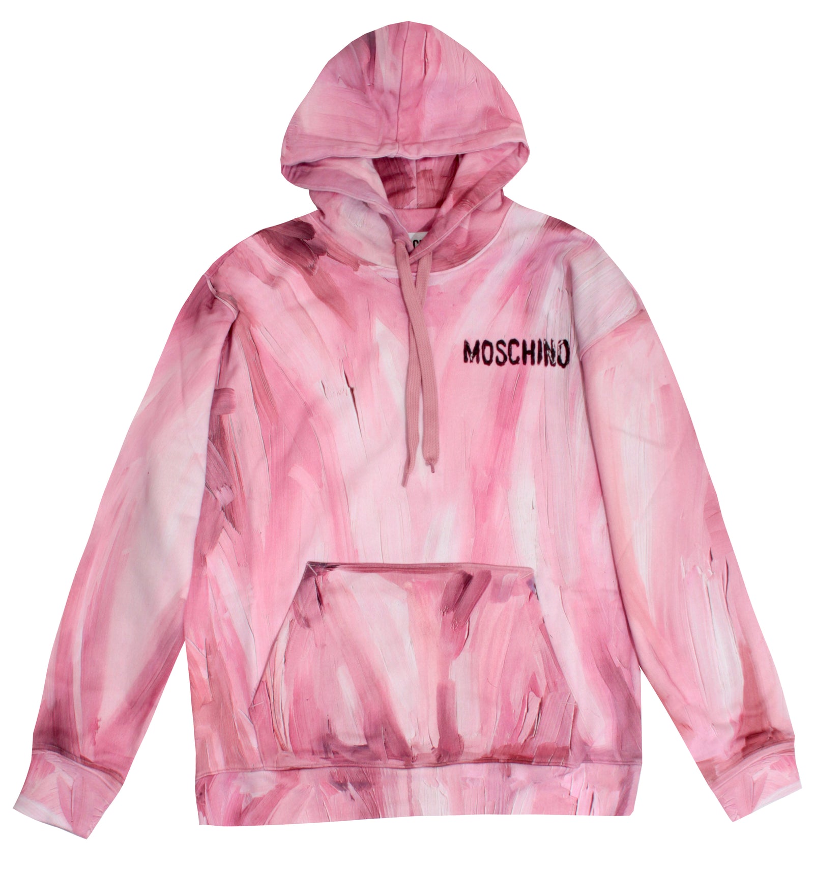 Moschino Couture Pullover Hoodie: Pink Print Tops - Size Large