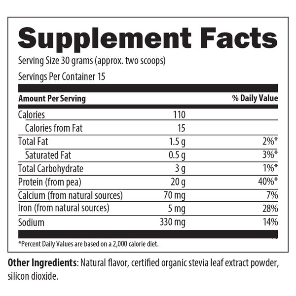 Vegan Protein Formula Vanilla Nutrient Facts