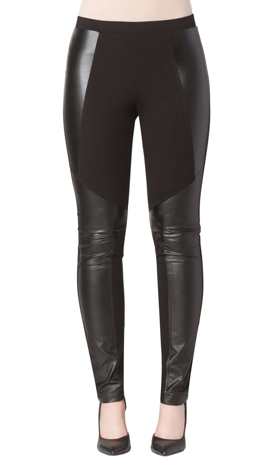 Women's Pants Black Leather Side Detail Quality Stretch Fabric