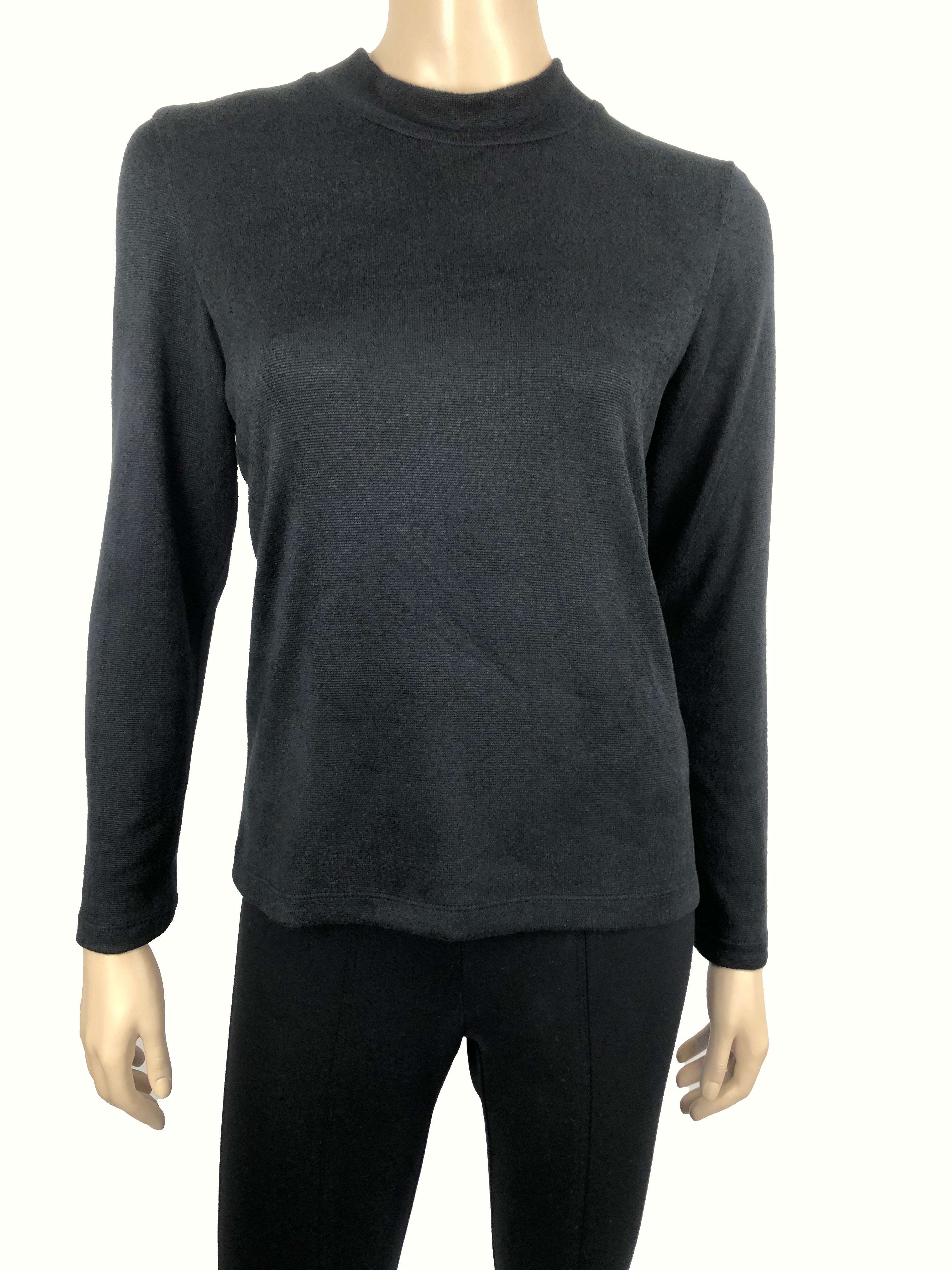 Women's Mock Neck Sweater Black Soft Knit Fabric - Made In Canada ...