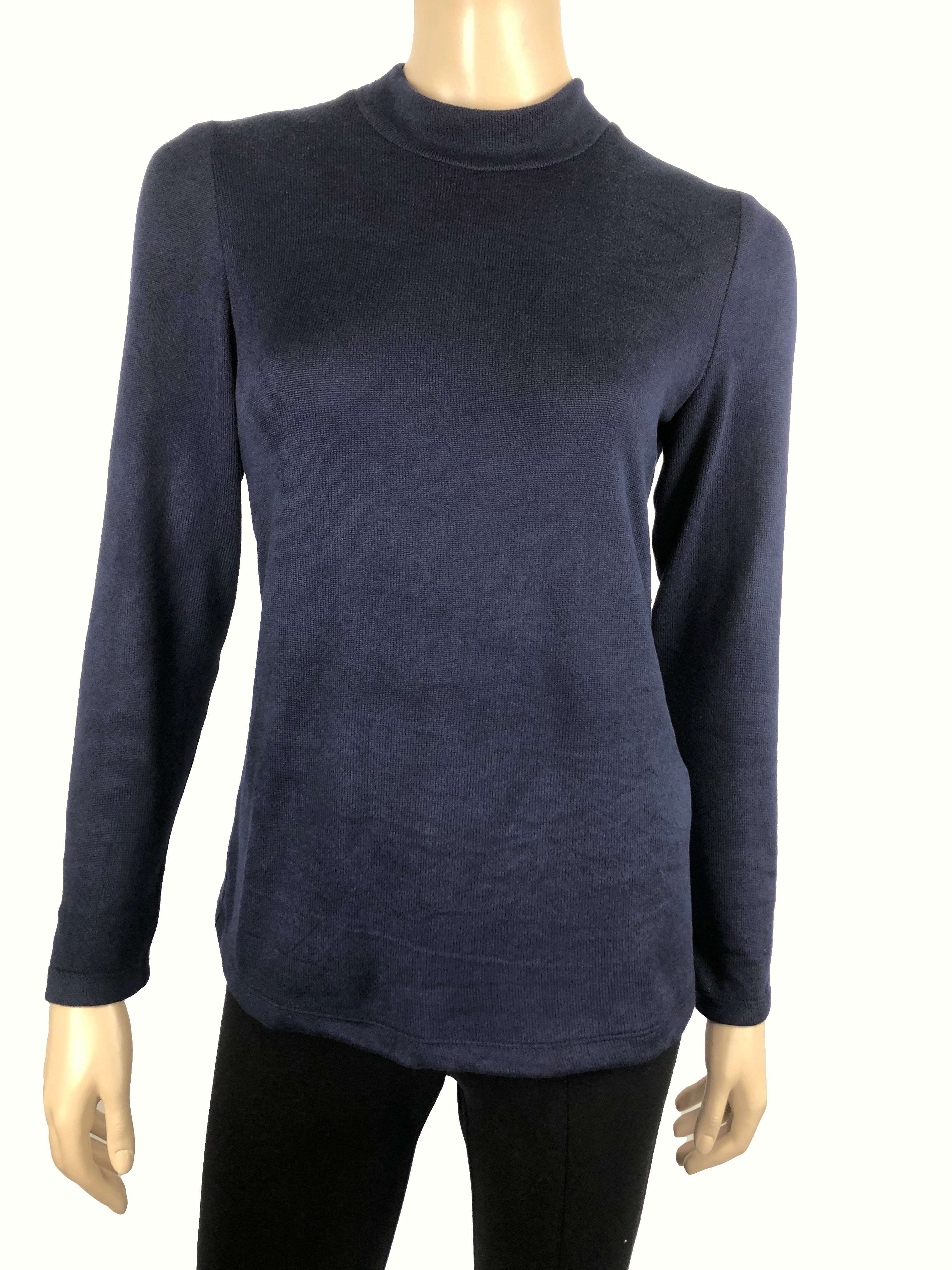 Women's Sweater Navy Mock neck - Made In Canada | Yvonne Marie