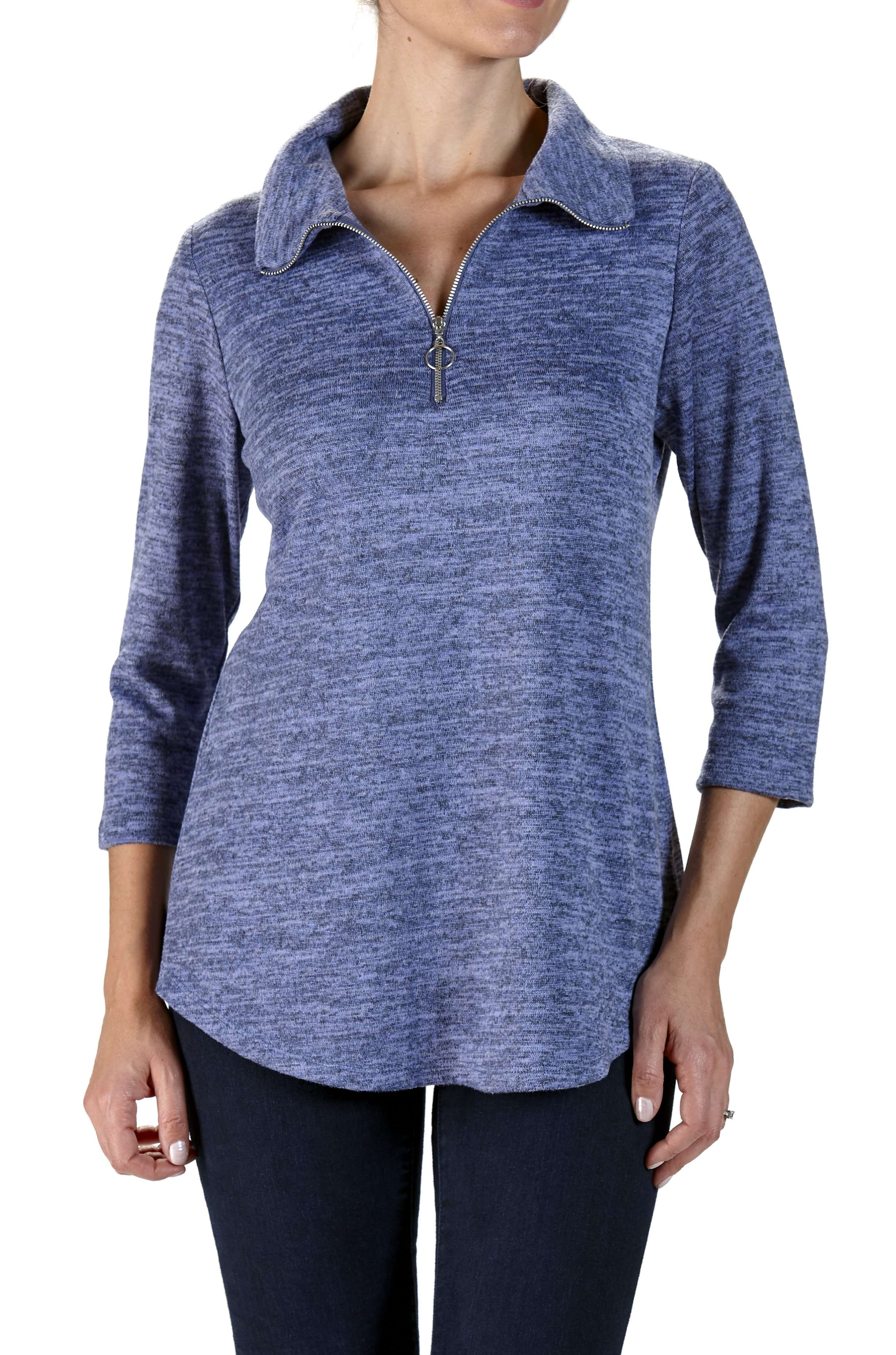 Women's Denim Blue Sweater Top - Yvonne Marie