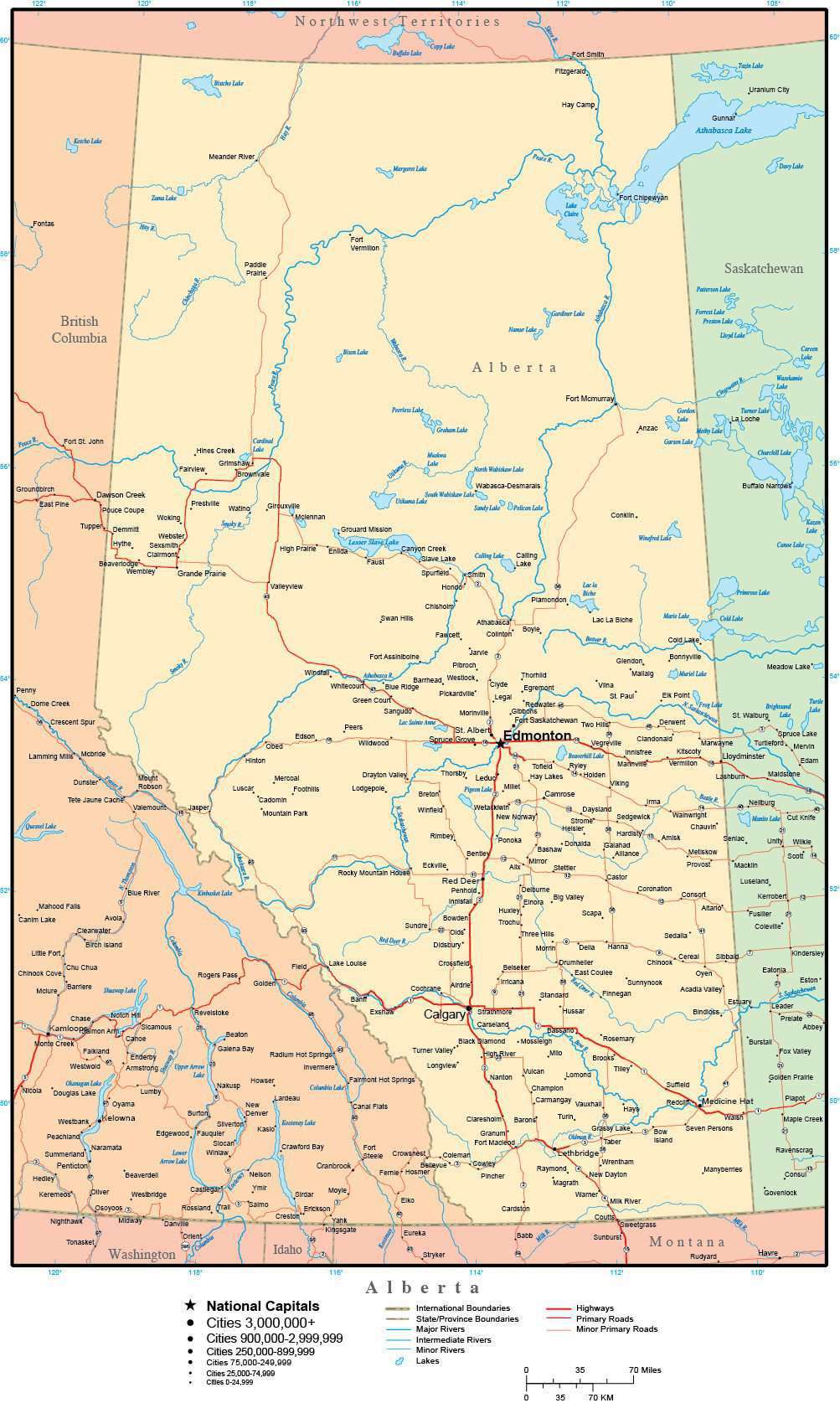 Detailed Map Of Alberta