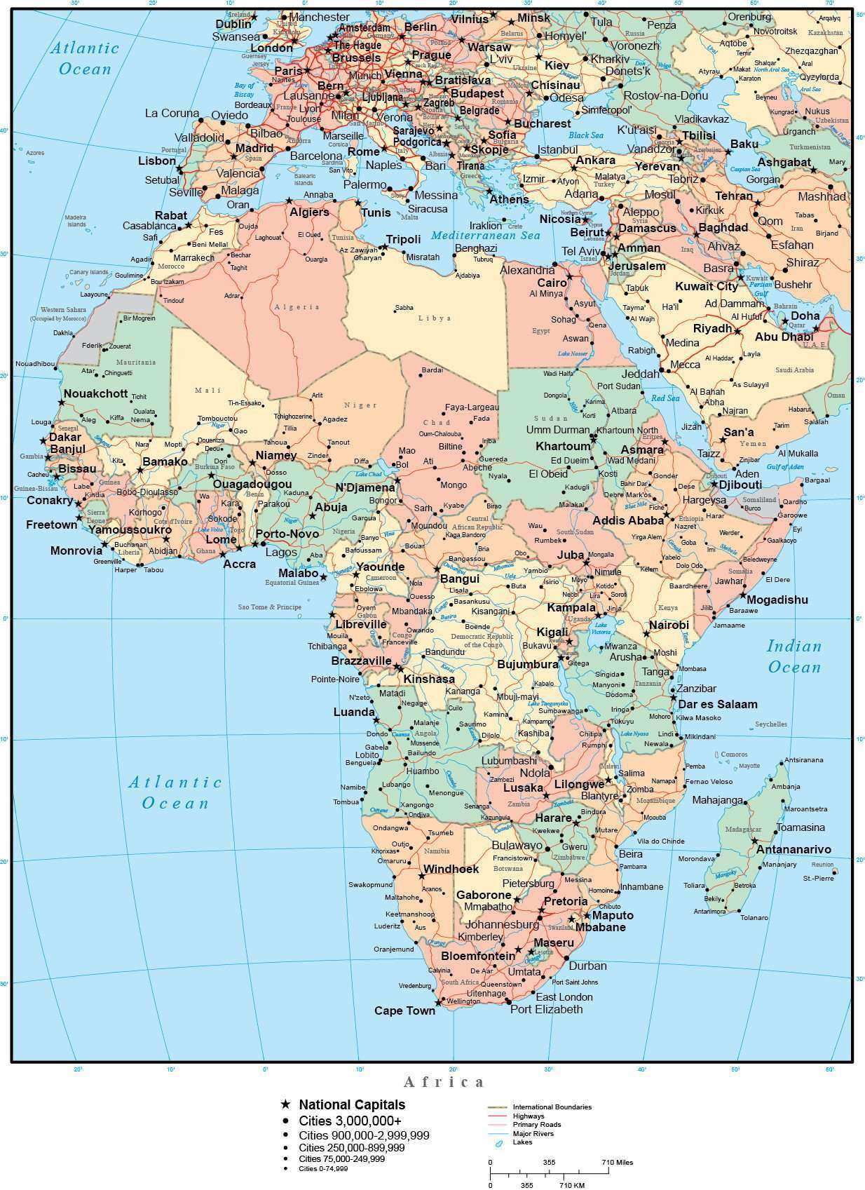Cities Of Africa Map