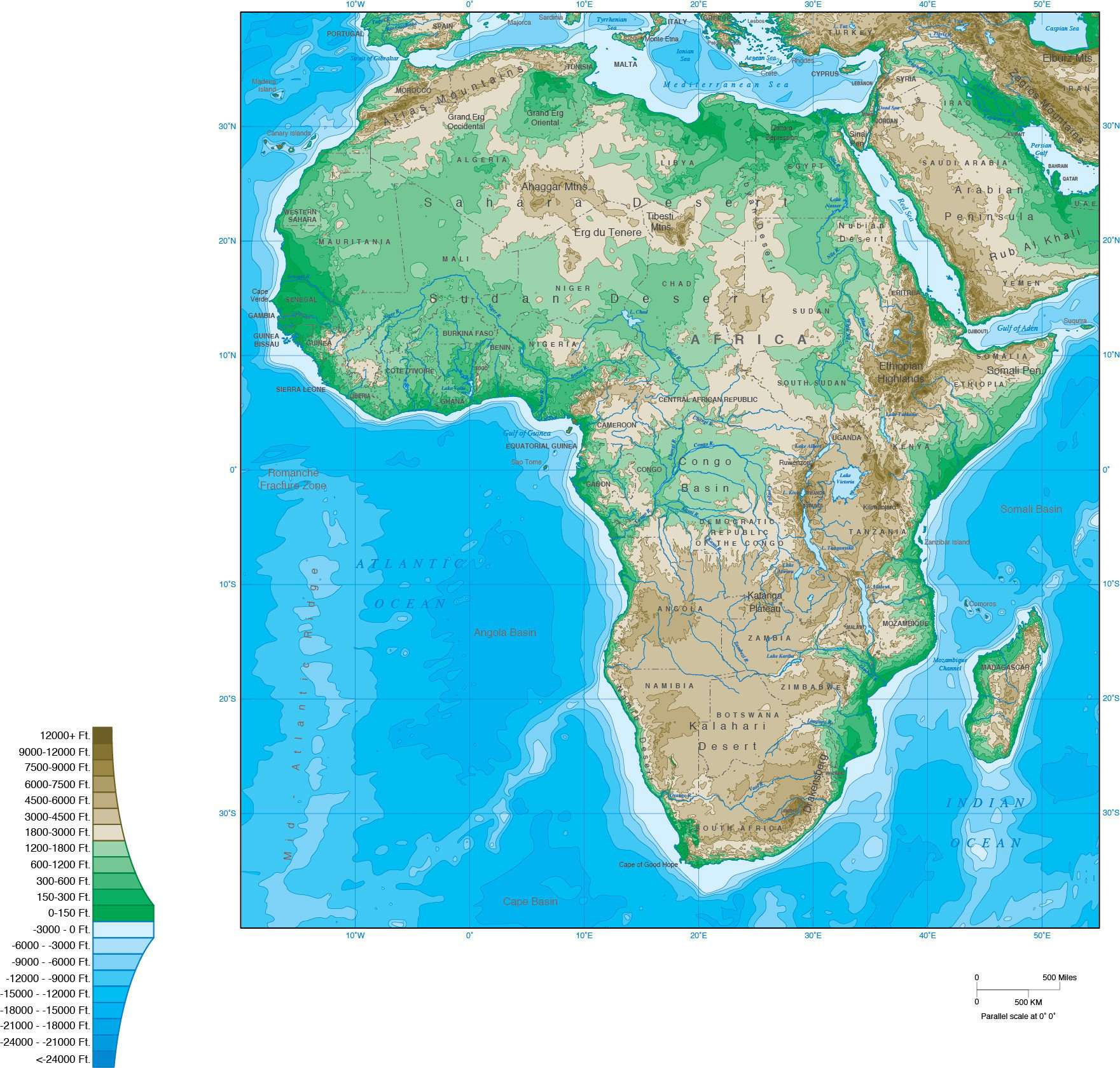 Digital Africa Contour Map In Adobe Illustrator Vector Format 2798