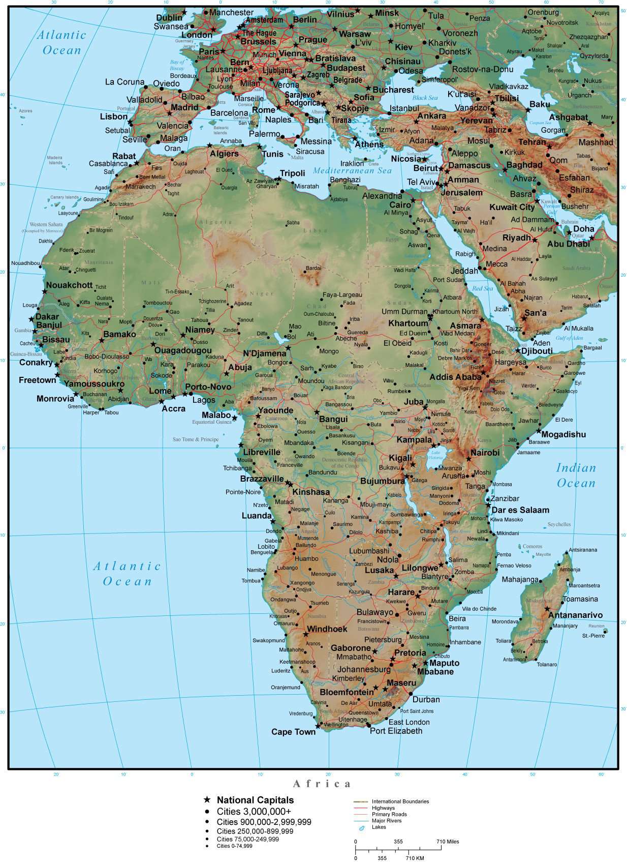 Africa Terrain Map In Adobe Illustrator Vector Format With Photoshop Terrain Image Africa 952805 8542