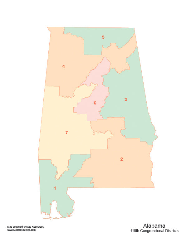 Alabama Congressional District Map, Adobe Illustrator and PowerPoint ...