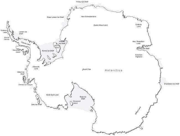 Antarctica Black & White map in Adobe Illustrator vector format – Map
