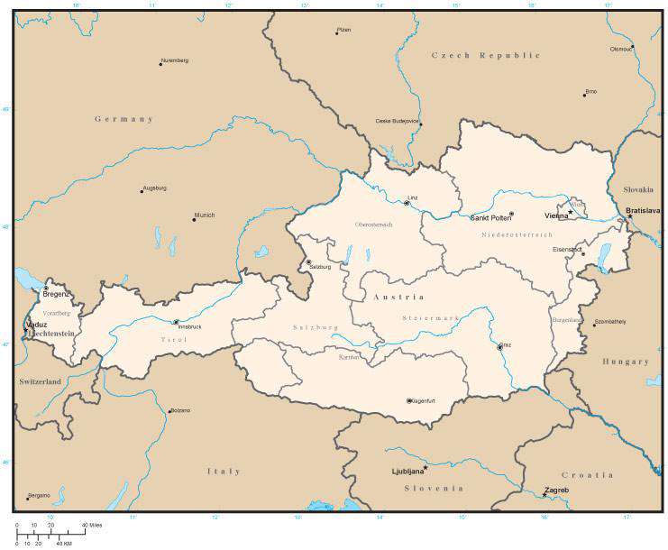 Map Of Austria Rivers - Maps of the World