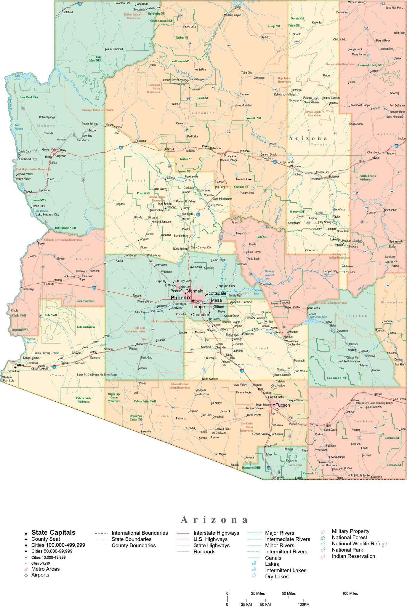 Arizona County Map With Cities - World Map